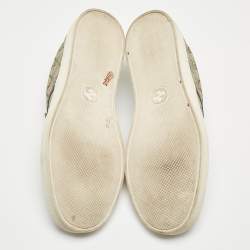 Gucci Black/Beige GG Supreme Canvas Tiger Print Slip On Sneakers Size 43