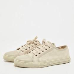 Gucci Two Tone GG Canvas and Leather Cap Toe Low Top Sneakers Size 41.5