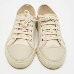 Gucci Two Tone GG Canvas and Leather Cap Toe Low Top Sneakers Size 41.5