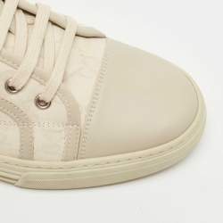 Gucci Two Tone GG Canvas and Leather Cap Toe Low Top Sneakers Size 41.5