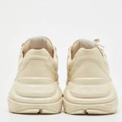 Gucci Cream Leather Disk Rhyton Sneakers Size 42