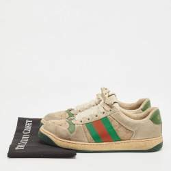 Gucci Canvas and Leather Screener Low Top Sneakers Size 42