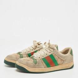 Gucci Canvas and Leather Screener Low Top Sneakers Size 42