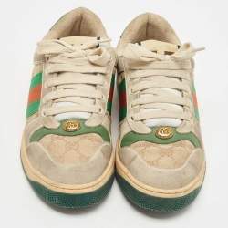 Gucci Canvas and Leather Screener Low Top Sneakers Size 42