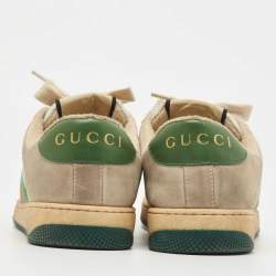 Gucci Canvas and Leather Screener Low Top Sneakers Size 42