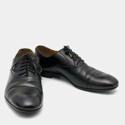 Gucci Dark Black Leather Lace Up Oxfords Size 42.5 