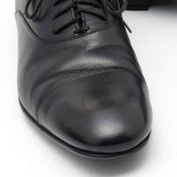 Gucci Dark Black Leather Lace Up Oxfords Size 42.5 