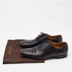 Gucci Dark Black Leather Lace Up Oxfords Size 42.5 