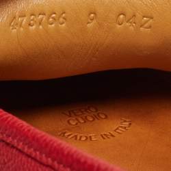 Gucci Red Leather Web Buckle Loafers Size 43