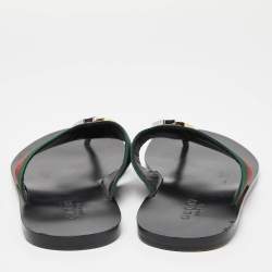 Pre Owned Gucci Black Leather GG Thong Slipper Sandals Size 43