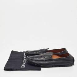 Pre Owned Gucci Black Microguccissima Leather Slip On Loafers Size 40.5 