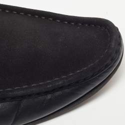 Gucci Black Leather and Suede Hysteria Penny Loafers Size 43