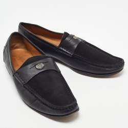 Gucci Black Leather and Suede Hysteria Penny Loafers Size 43