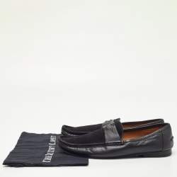 Gucci Black Leather and Suede Hysteria Penny Loafers Size 43
