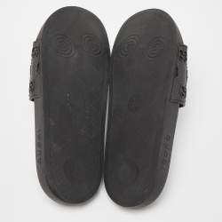 Pre Owned Gucci Black GG Laser Cut Rubber Slides Size 43