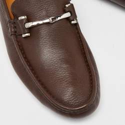 Gucci Brown Leather Horsebit Slip On Loafers Size 41.5