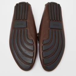 Gucci Brown Leather Horsebit Slip On Loafers Size 41.5