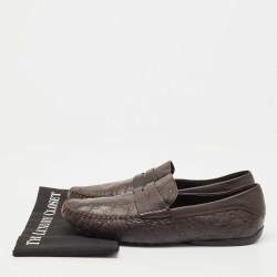 Gucci Brown Guccissima Leather Penny Slip On Loafers Size 44