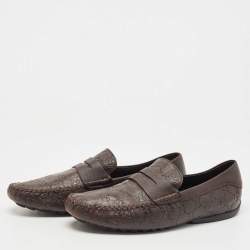 Gucci Brown Guccissima Leather Penny Slip On Loafers Size 44