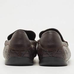Gucci Brown Guccissima Leather Penny Slip On Loafers Size 44