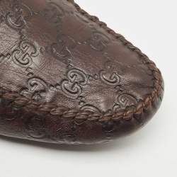 Gucci Brown Guccissima Leather Penny Slip On Loafers Size 44