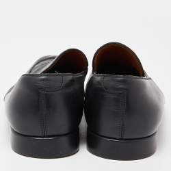 Pre Owned Gucci Black Guccissima Leather Loafers Size 45