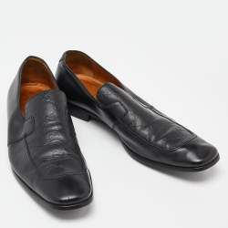 Pre Owned Gucci Black Guccissima Leather Loafers Size 45