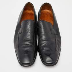 Pre Owned Gucci Black Guccissima Leather Loafers Size 45