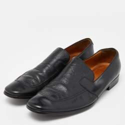 Pre Owned Gucci Black Guccissima Leather Loafers Size 45
