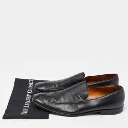Pre Owned Gucci Black Guccissima Leather Loafers Size 45