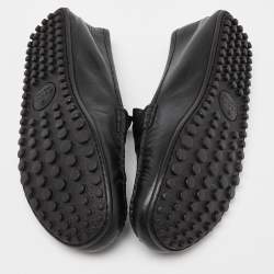 Pre Owned Gucci Black Guccissima Leather Penny Loafers Size 44