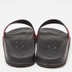 Gucci Multicolor Rubber Web Accent Rubber Slides Size 40