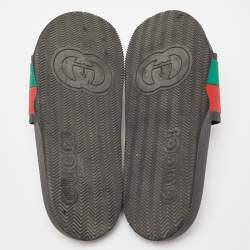 Gucci Multicolor Rubber Web Accent Rubber Slides Size 40