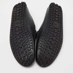 Gucci Black Leather Web Horsebit Loafers Size 44