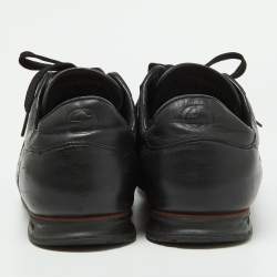 Gucci Black Leather Web Lace Up Sneakers Size 45.5
