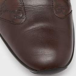 مملوكة مسبقًا Gucci Brown Leather Guccissima Velcro Sneakers Size 44