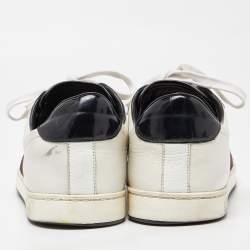 Gucci White/Black Leather Ace Web Detail Low Top Sneakers Size 43