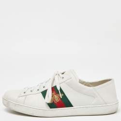 Pre Owned Gucci White Leather Ace Sneakers Size 45