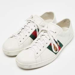 Pre Owned Gucci White Leather Ace Sneakers Size 45