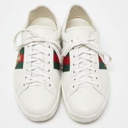 Pre Owned Gucci White Leather Ace Sneakers Size 45