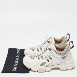 Gucci White/Grey Suede and Leather Flashtrek Chunky Sneakers Size 40