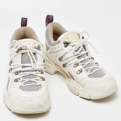 Gucci White/Grey Suede and Leather Flashtrek Chunky Sneakers Size 40