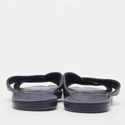 Pre Owned Gucci Blue GG Supreme Canvas Cross Strap Slides Size 44