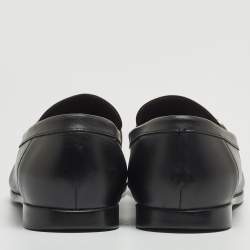 مملوكة مسبقًا Gucci Black Leather GG Slip On Loafers Size 42