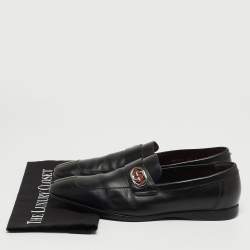 مملوكة مسبقًا Gucci Black Leather GG Slip On Loafers Size 42