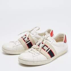 Gucci White Leather Logo Band Ace Sneakers Size 41.5 