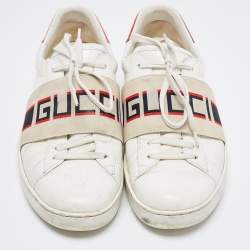 Gucci White Leather Logo Band Ace Sneakers Size 41.5 