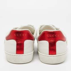 Gucci White Leather Ace Low Top Sneakers Size 42