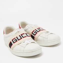 Gucci White Leather Ace Low Top Sneakers Size 42