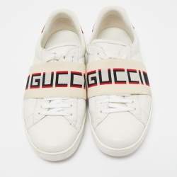 Gucci White Leather Ace Low Top Sneakers Size 42